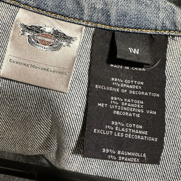 Harley Davidson Motorcycles Denim Jean Vest Jacket Patchwork Plus Size 1W - Picture 7 of 7